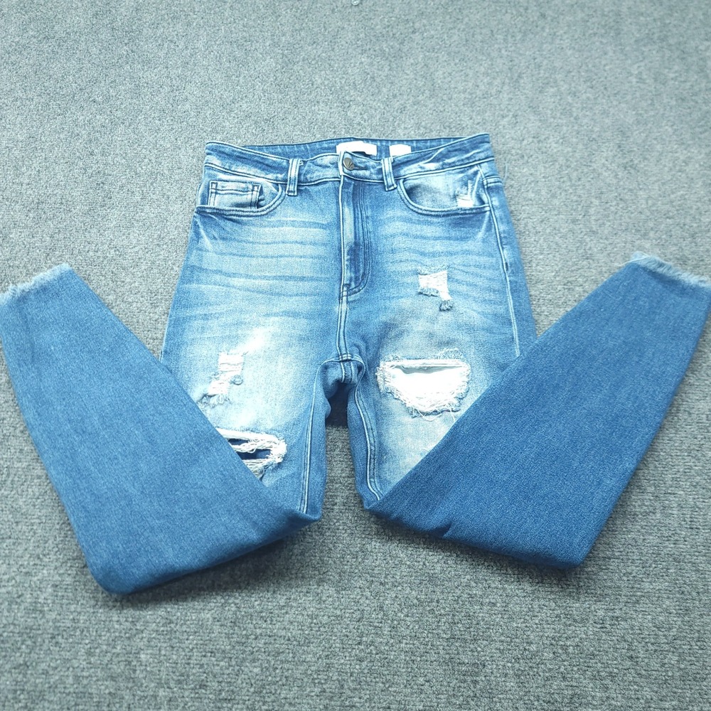KanCan Signature Skye High Ankle Skinny Jeans Blue Distressed VBK1748A Size 29